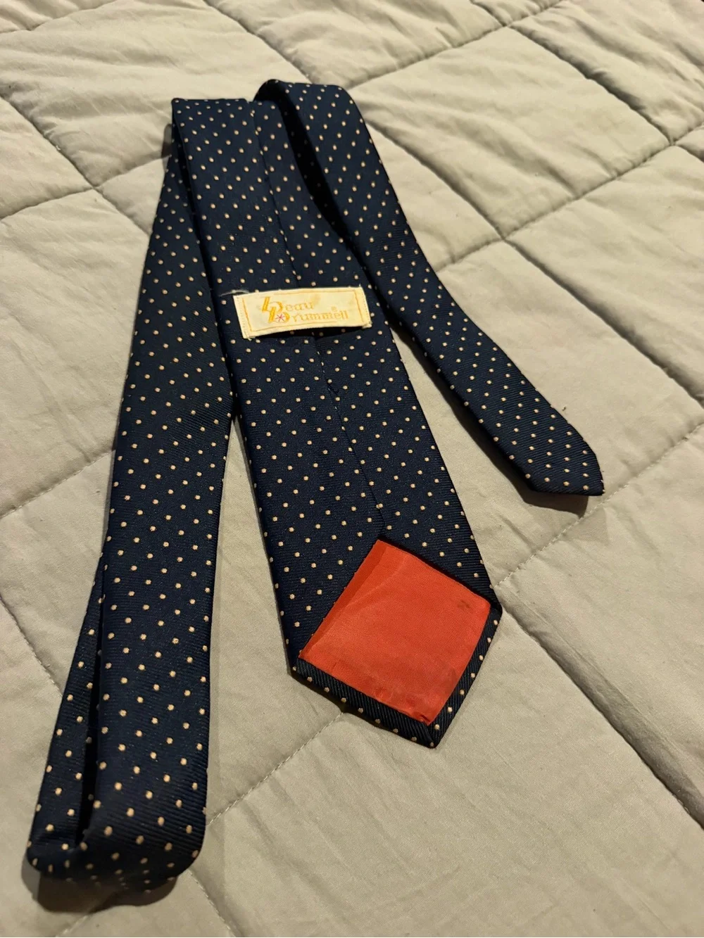 Men's Navy Polka Dot Silk Tie - Navy with Light Dot Accent